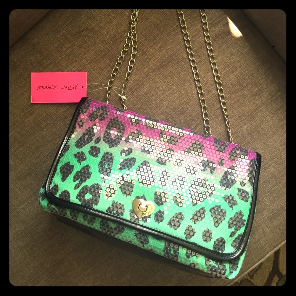 Betsy Johnson multi colored leopard purse